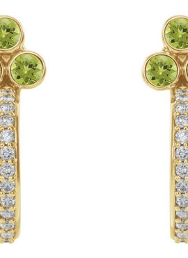 14K Rose Gold Natural Mozambique Garnet & 1/4 CTW Natural Diamond J-Hoop Earrings