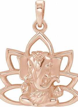 14K White Gold 19.3x15.7 mm Ganesha Pendant
