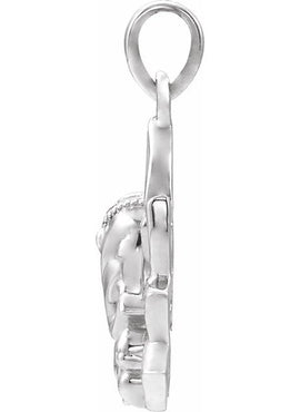 14K White Gold 19.3x15.7 mm Ganesha Pendant