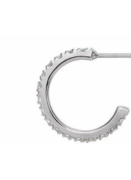 14K White Gold 1/2 CTW Natural Diamond French-Set 15 mm Huggie Hoop Earrings