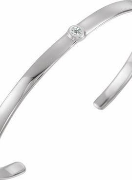 14K White Gold 1/10 CT Natural Diamond Cuff 6