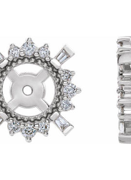 14K White Gold 1/6 CTW Natural Diamond Halo-Style Earring Jackets with 4.9 mm ID