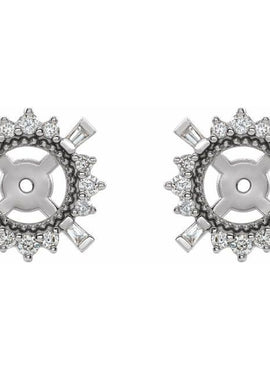 14K White Gold 1/6 CTW Natural Diamond Halo-Style Earring Jackets with 4.9 mm ID
