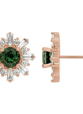 14K White Gold Natural Green Tourmaline & 3/4 CTW Natural Diamond Earrings