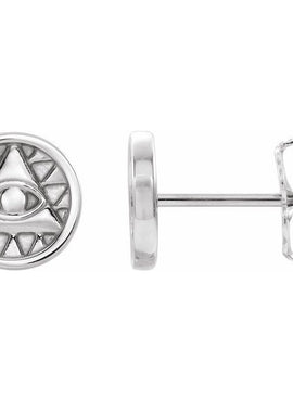 14K White Gold Eye of Providence Earrings