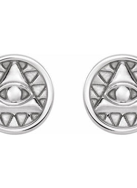 14K White Gold Eye of Providence Earrings