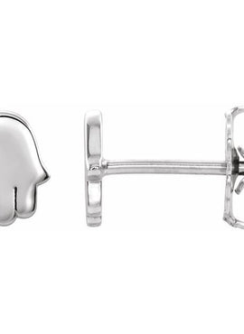 14K White Gold Hamsa Earrings
