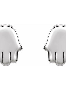 14K White Gold Hamsa Earrings