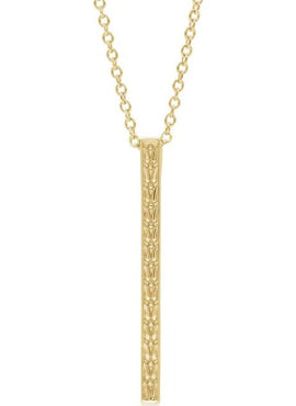 14K White Gold 26.4x2.1 mm Sculptural-Inspired Bar Pendant