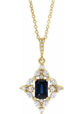 14K White Gold Natural Emerald & 1/3 CTW Natural Diamond Pendant