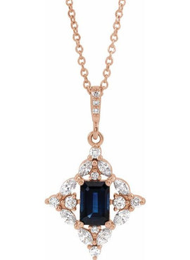 14K White Gold Natural Emerald & 1/3 CTW Natural Diamond Pendant