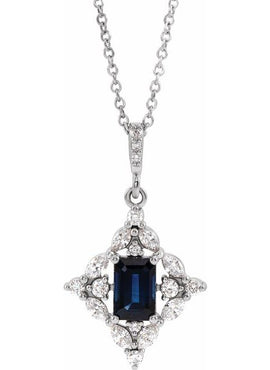 14K White Gold Natural Emerald & 1/3 CTW Natural Diamond Pendant
