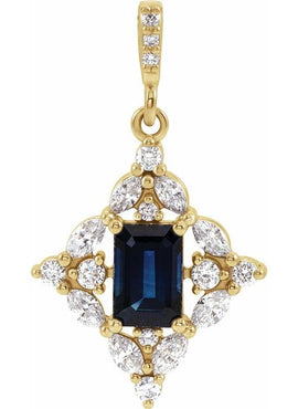 14K White Gold Natural Emerald & 1/3 CTW Natural Diamond Pendant