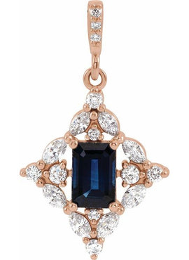 14K White Gold Natural Emerald & 1/3 CTW Natural Diamond Pendant