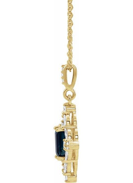 14K White Gold Natural Emerald & 1/3 CTW Natural Diamond Pendant