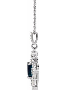 14K White Gold Natural Emerald & 1/3 CTW Natural Diamond Pendant