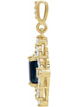 14K White Gold Natural Emerald & 1/3 CTW Natural Diamond Pendant