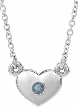 14K White Gold .03 CTW Natural Diamond Heart 16