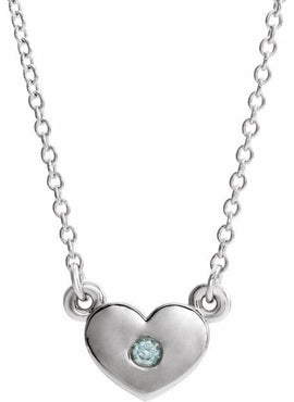 14K White Gold .03 CTW Natural Diamond Heart 16