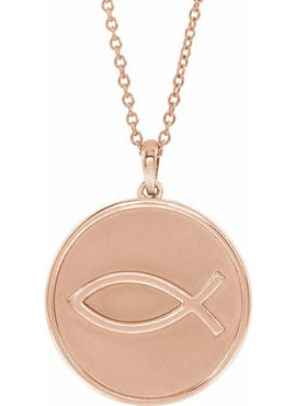 14K White Gold 20.3x18.4 mm Ichthus (Fish) Pendant