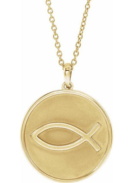 14K White Gold 20.3x18.4 mm Ichthus (Fish) Pendant