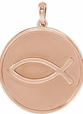 14K White Gold 20.3x18.4 mm Ichthus (Fish) Pendant