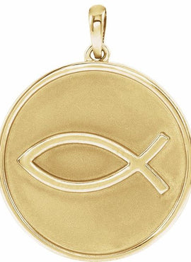 14K White Gold 20.3x18.4 mm Ichthus (Fish) Pendant