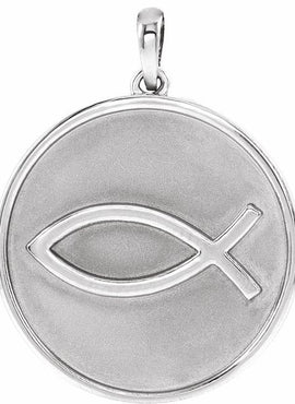 14K White Gold 20.3x18.4 mm Ichthus (Fish) Pendant