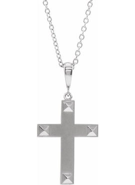 14K White Gold Cross Pendant