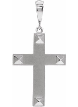 14K White Gold Cross Pendant