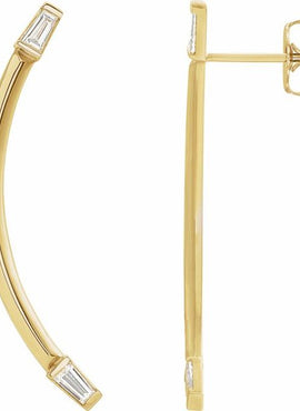 14K White Gold 1/4 CTW Natural Diamond Curved Bar Earrings