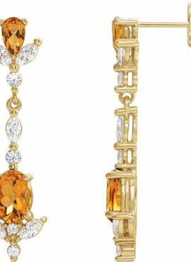 14K Rose Gold Natural Ruby & 3/4 CTW Natural Diamond Dangle Earrings