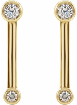 14K White Gold 1/5 CTW Natural Diamond Bezel-Set Bar Earrings