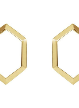 14K White Gold Geometric Drop Earrings