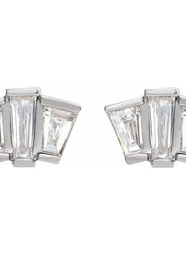 14K White Gold 1/3 CTW Natural Diamond Geometric Cluster Earrings