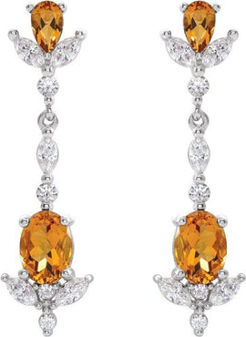 14K Rose Gold Natural Ruby & 3/4 CTW Natural Diamond Dangle Earrings