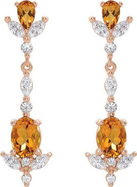 14K Rose Gold Natural Ruby & 3/4 CTW Natural Diamond Dangle Earrings