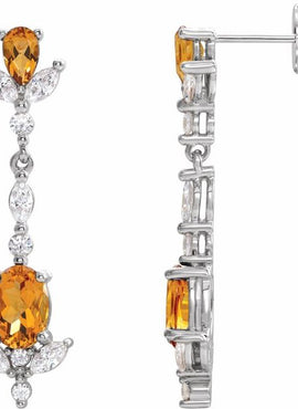 14K Rose Gold Natural Ruby & 3/4 CTW Natural Diamond Dangle Earrings