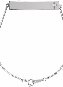 14K White Gold Engravable Pierced Cross Bar 6 1/2-7 1/2