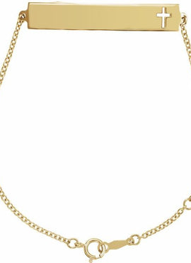 14K White Gold Engravable Pierced Cross Bar 6 1/2-7 1/2