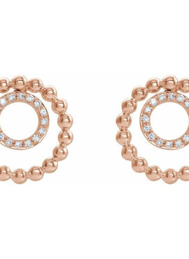 14K White Gold  1/10 CTW Natural Diamond Beaded Circle Earrings