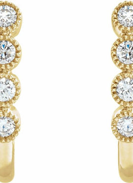14K Yellow Gold 1/4 CTW Natural Diamond J-Hoop Earrings