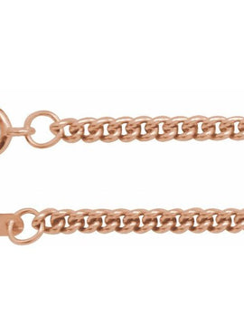 14K Rose Gold Recycled Metal 2.25 mm Curb Chain by the Inch