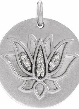 14K White Gold .025 CTW Natural Diamond Lotus Pendant