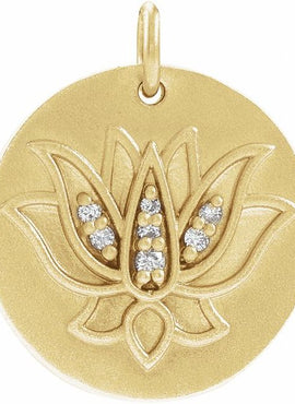 14K White Gold .025 CTW Natural Diamond Lotus Pendant