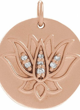 14K White Gold .025 CTW Natural Diamond Lotus Pendant