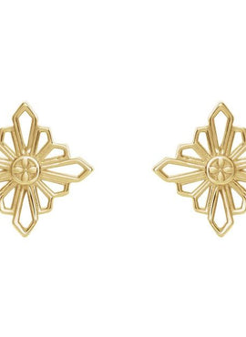 14K White Gold Geometric Earrings