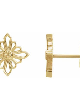 14K White Gold Geometric Earrings