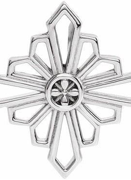 14K White Gold 19.36x19.36 mm Vintage-Inspired Geometric Pendant
