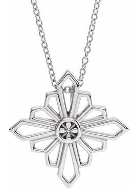 14K White Gold 19.36x19.36 mm Vintage-Inspired Geometric Pendant